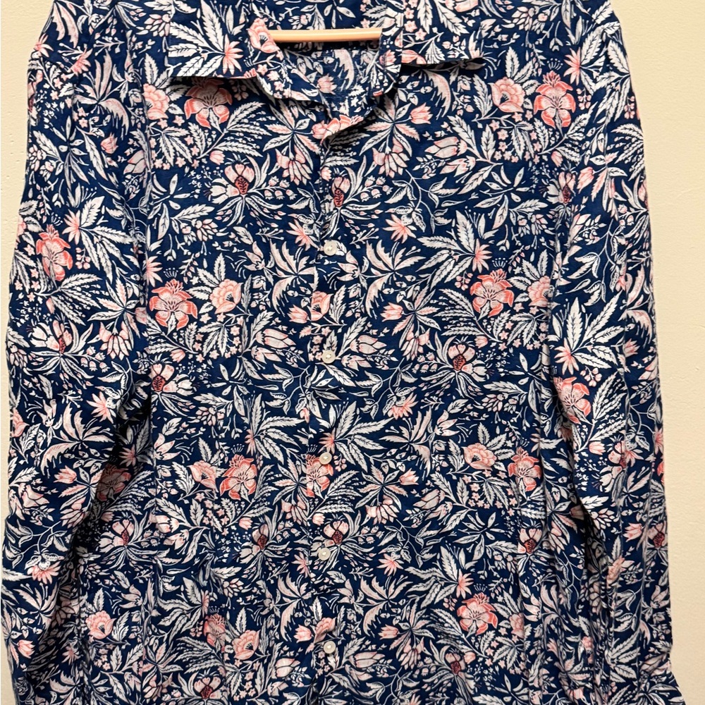 Club Room Blue and Pink Floral Linen Shirt